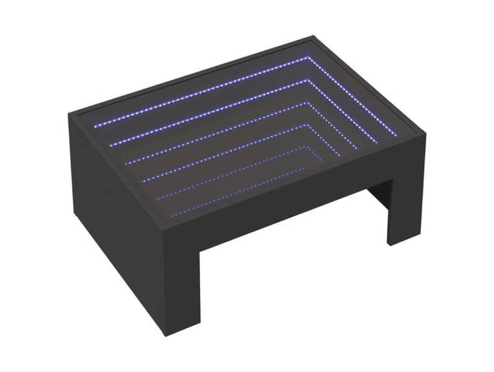 Elégante Table basse - GKK - Décor salon - avec LED - infini noir 70x50x30 cm -(1493)