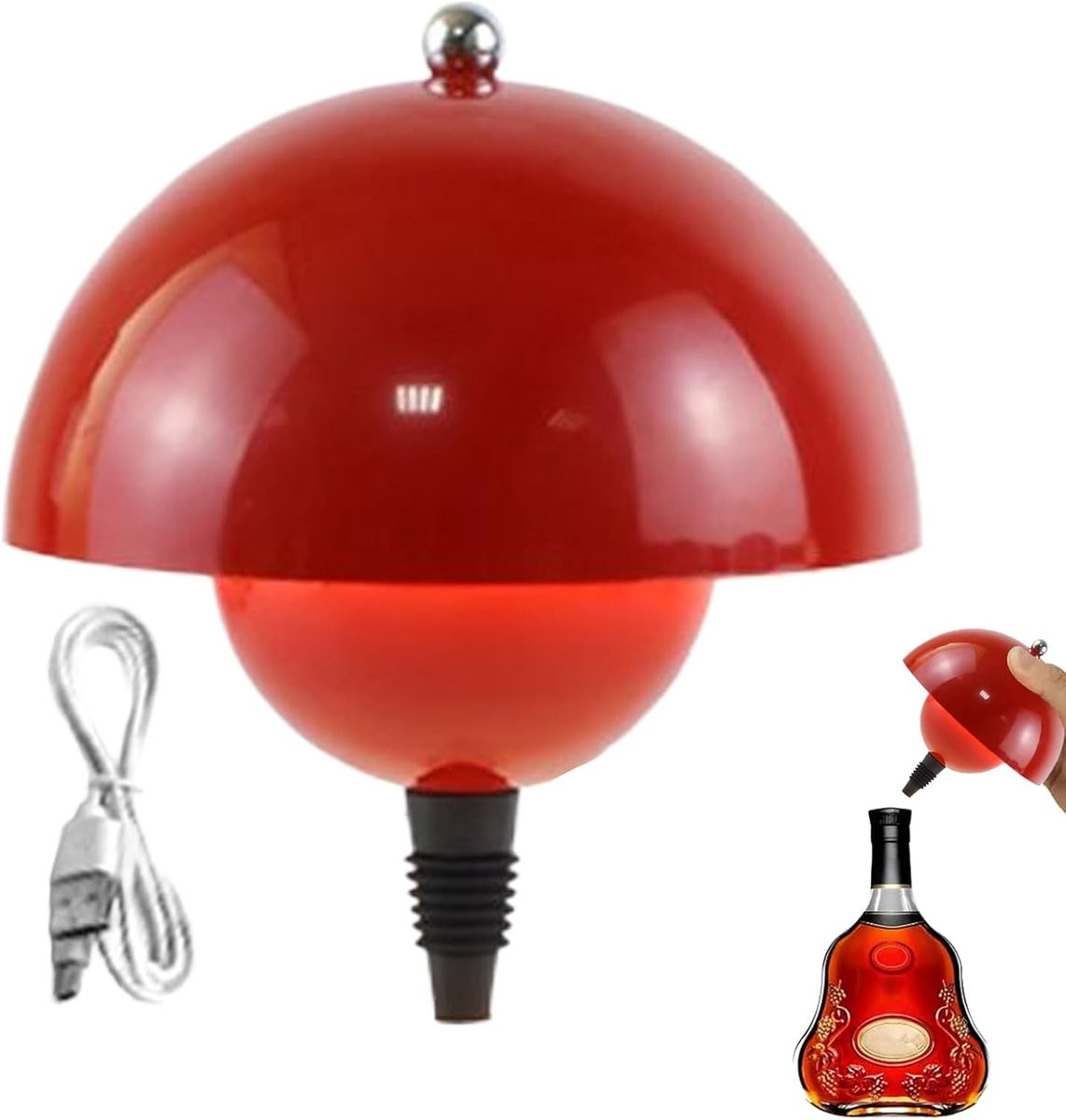Draadloze Fleslamp Wijnrood - Dimbare Sfeerlamp voor Decoratie en Accentverlichting - Hoogte: 19,5 cm