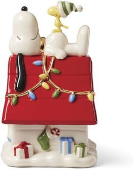 Lenox Snoopy Christmas Covered Candy Dish