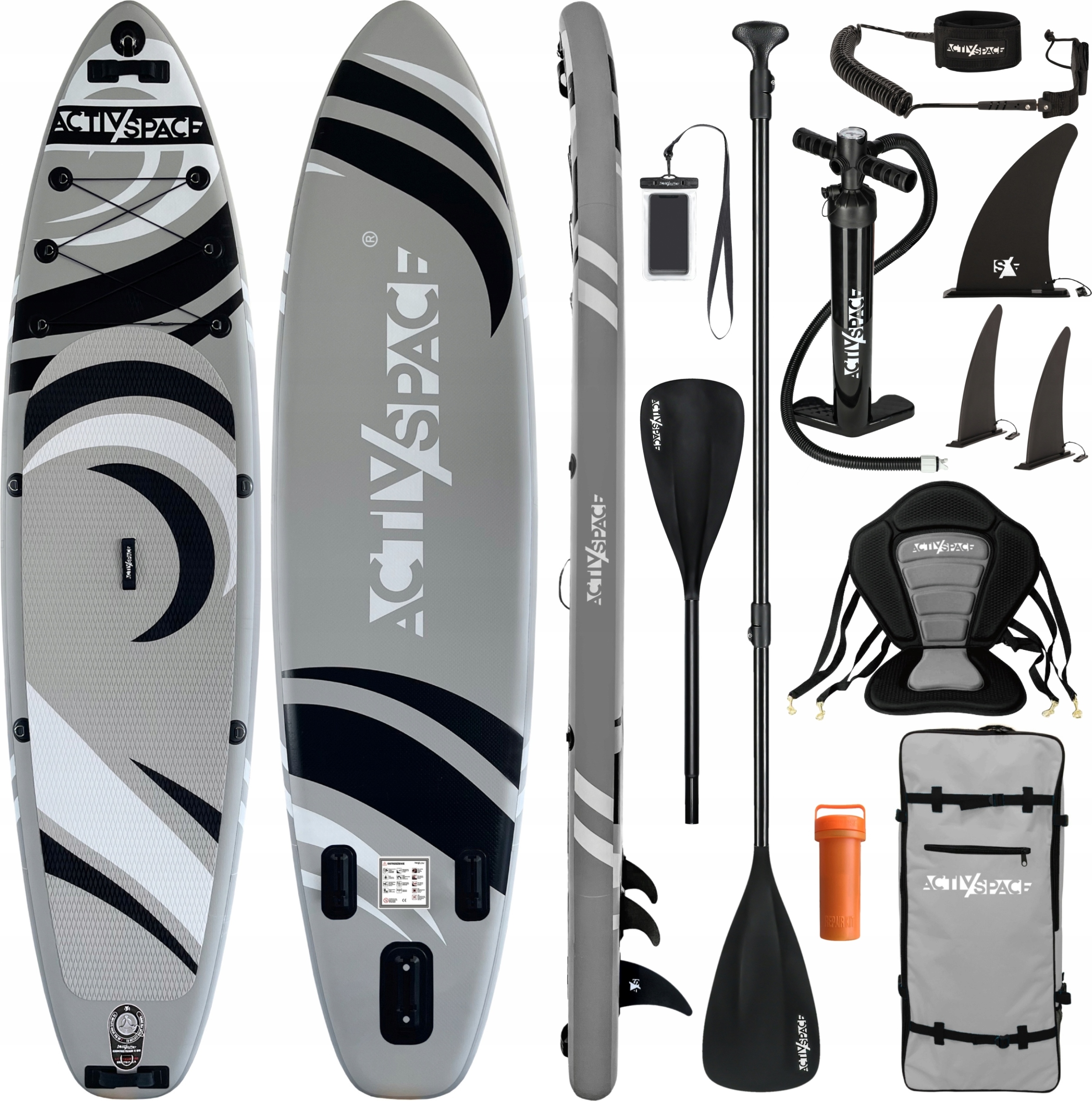 Aufblasbares SUP-Board 350 cm 220 kg mit Paddel, Sitz, Rucksack-Activ Activ/Space