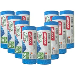 Alfapac - Müllbeutel 30L 55x60cm mit Selbstverschluss, 10 Rollen x 15 Stück (80% Recycelt)