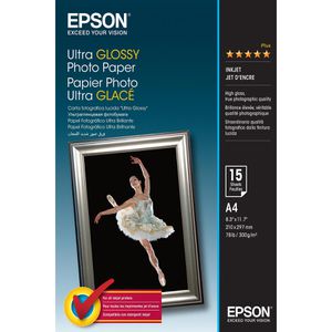 Epson Fotopapier S041927 Ultra Glossy, für Inkjet, A4, 300 g/m², hochglänzend, 15 Blatt