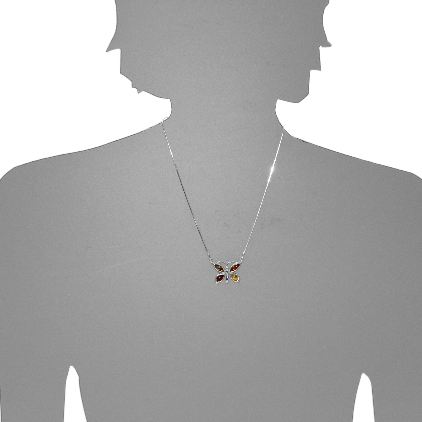 Collier OSTSEE-SCHMUCK "Ostsee-Schmuck Collier Schmetterling Collier Schmetterling", silber, Halsketten, Damen, 45cm, Silber 925 (Sterlingsilber), L: 45, Collier silber 45cm, Silber 925 (Sterlingsilber), L: 45