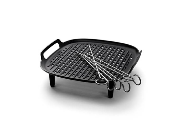 Philips Airfryer Grillpan XXL - dubbellaags koken, 6 spiesen