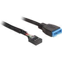USB 2.0 Adapterkabel, 9 Pin Header Buchse > USB 3.2 Pin Header Stecker schwarz, 45cm