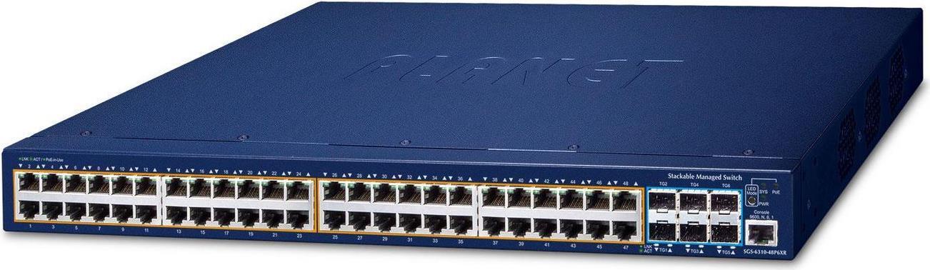 PLANET SGS-6310-48P6XR, Managed, L3, Gigabit Ethernet (10/100/1000), Power over Ethernet (PoE), Rack-Einbau, 1U