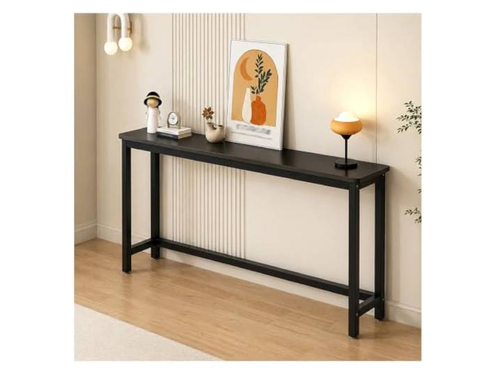 Hynbdes Schmaler Beistelltisch, Konsolentisch für Hinter Der Couch,Hölzern Schmales Design, Platz sparen, langlebig, Einfach zu montieren, für Wohnzimmer, Schlafzimmer, Schwarz-Schwarz 80×20×80cm