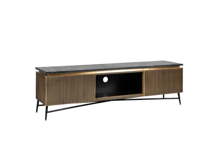 TV-Schrank Ironville gold – Mid-Century Design mit Marmorplatte