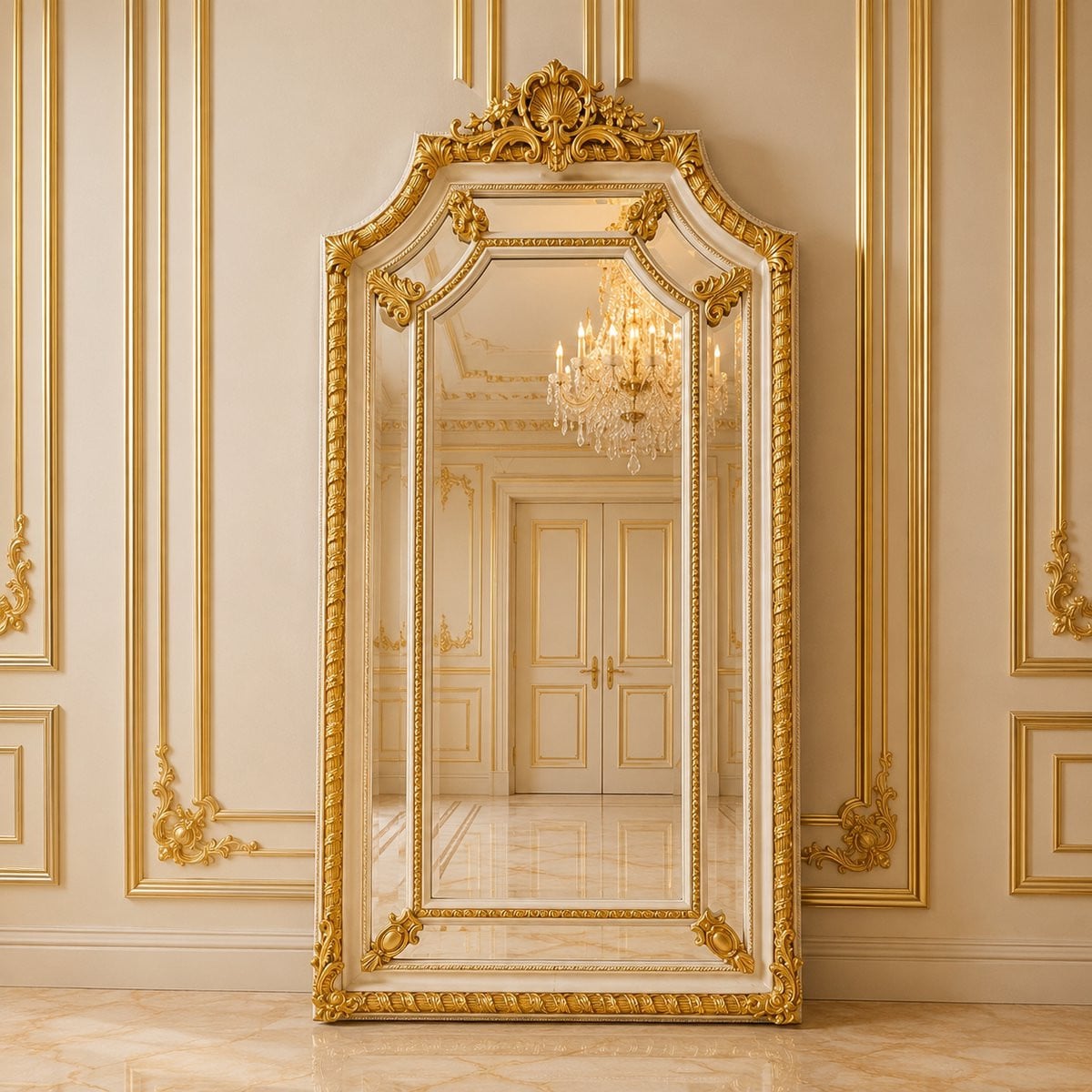 Megabarok Spiegel Aphrodite XL Crème-Goud