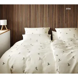 Elegante Mako-Satin Bettwäsche Mono Ski - 135x200 cm + 40x80 cm	zirbe
