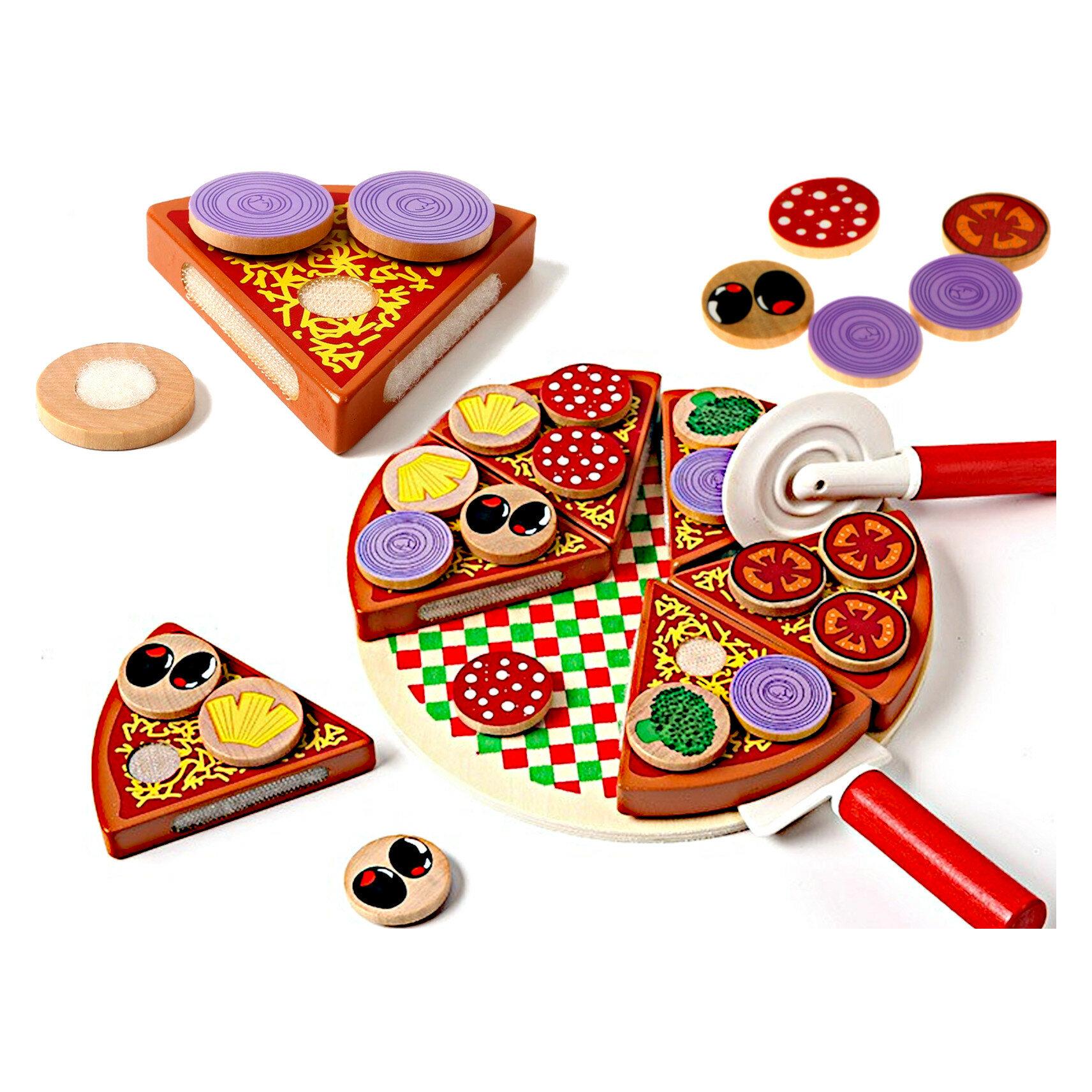 Ikonka Pizzaspielset aus Holz mit Zubehör (KX7728)