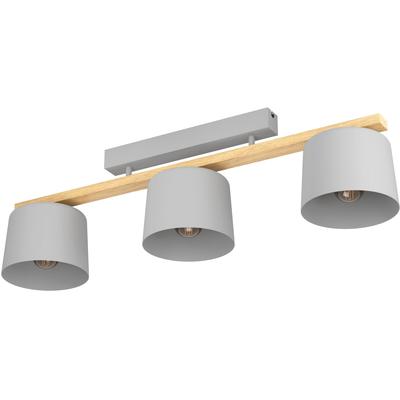 EGLO Deckenleuchte "MARIEL Deckenlampe, Stahl und Holz, E27, IP20, Wohnzimmerlampe, Lampe", grau (grau, braun), H: 25,5cm, 1 Stk., Leuchten, Wand-/Deckenleuchte, L91 x B19 x H25,5 cm, hellgrau, braun, Deckenleuchte