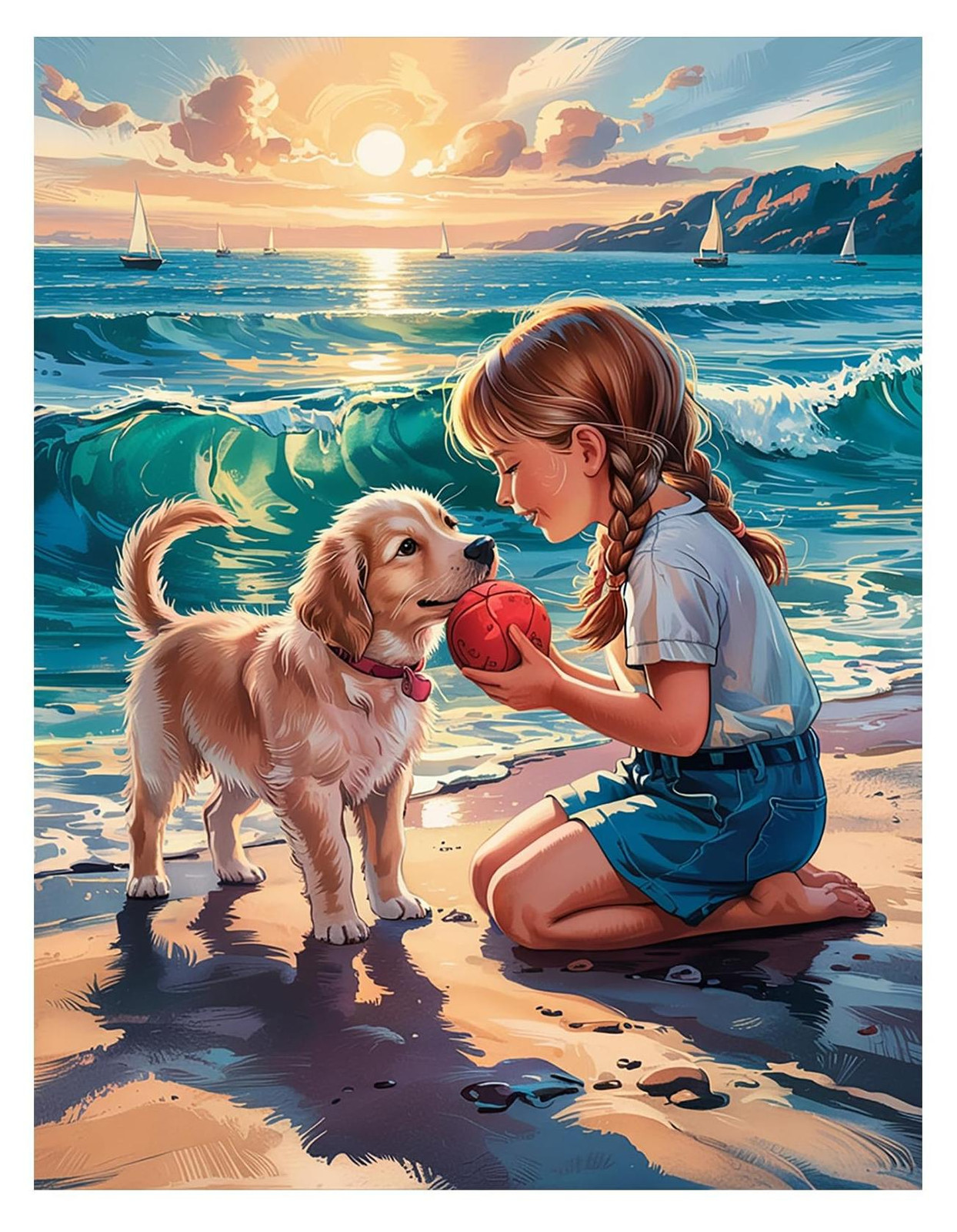 Diamond Painting Kit Volledige Boor Puppy Meisje 5D DIY Schilderij