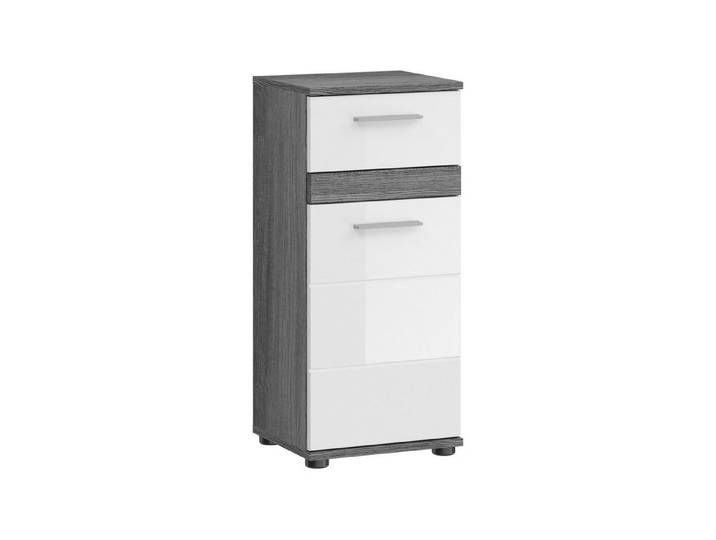 xonox.home Stauraumschrank Weiß Hochglanz Rauchsilber Beschichtet Modern 35x79x31 cm