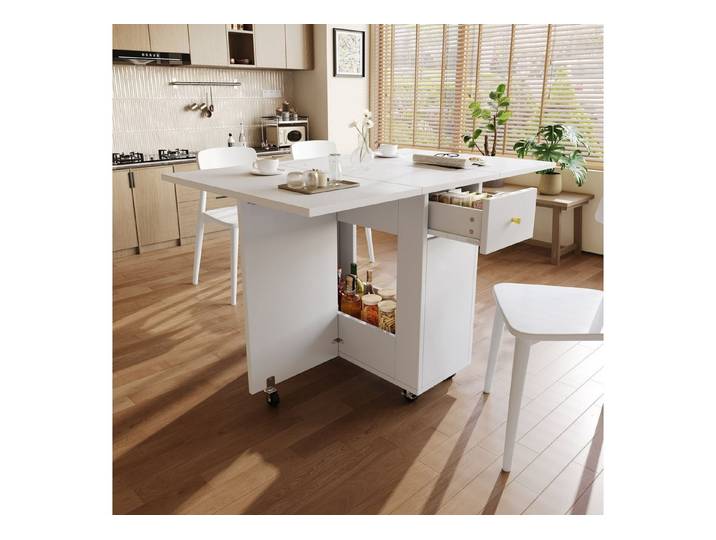 Fine Life Pro Esstisch Klappbarer Esstisch 120×75×75 cm, 1 Tisch, Weiß, Küche/Esszimmer