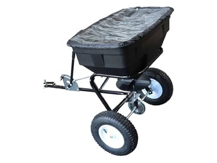 SECURA Anhängestreuer Salzstreuer Düngerstreuer 56KG kompatibel mit Husqvarna-Rider Rasentraktor