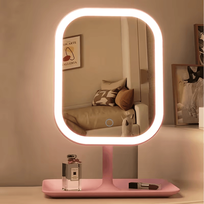 Inspire Picks LED Makeup Mirror With Lights & Touch Control For Flawless Daily Beauty & Skincare pink