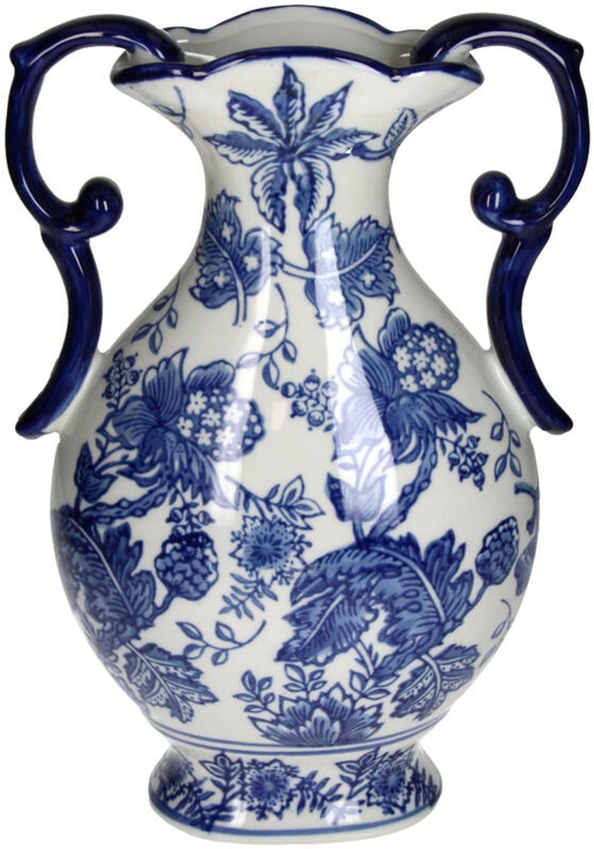 Kersten Porseleinen Vaas Blauw H 31,5 cm x B 9,5 cm x D 12,5 cm