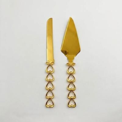 Jiallo Golden Hearts Cake Serving Set