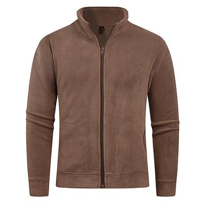 Herren Sweatshirt Fleece-Sweatshirt Fleecejacke Rote Khaki Dunkelgray Beige Kaffee Stehkragen Einfach Sport Outdoor Täglich Ferien Polyester Streetwear Basic Lässig Herbst Winter Bekleidung