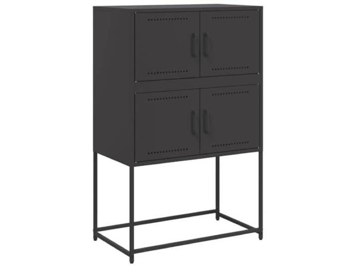 LASWWQMRF Sideboard Schwarz 68,5x38,5x107 cm aus Stahl Beistellschrank Industrieller Metallschrank mit 4 Fächern und Türen für Ordnen im Wohnzimmer und Schlafzimmer. Stabile Konstruktion.