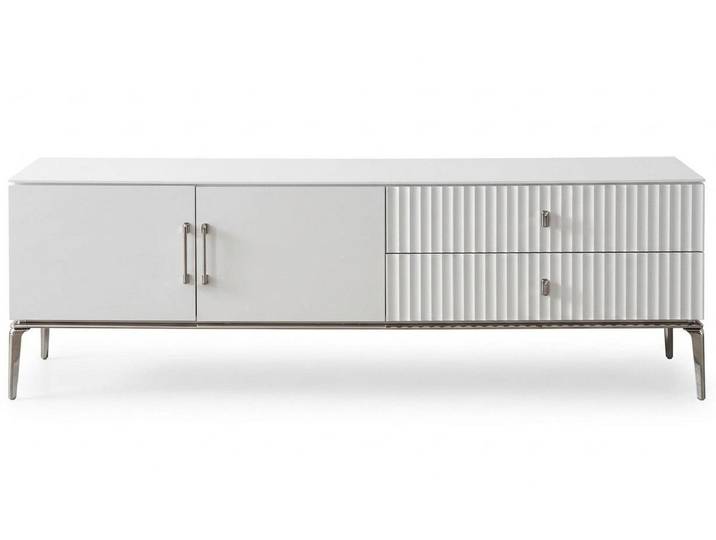 JVmoebel Lowboard TV-Lowboard Modern Weiß Glänzend Reliefartig Ergonomisch Praktisch, Made in Europa