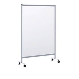 Fahrbarer Spuckschutz-Teiler Modell B, Acrylglas, Dicke 3 mm, B 1200 x T 390 x H 1800 mm, mit Rollen