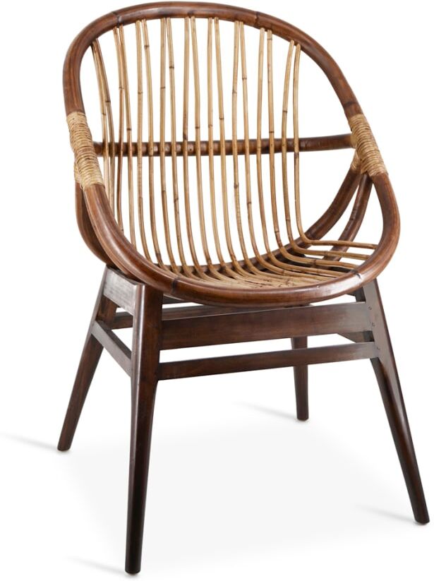 MOYCOR Sillón de madera de mind y ratán marrón