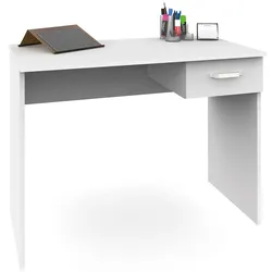 Briebe Schreibtisch, Computertisch, Gaming Desk 75x90x50cm, 1 Schublade, Arbeitstisch, Prakt, Weiß