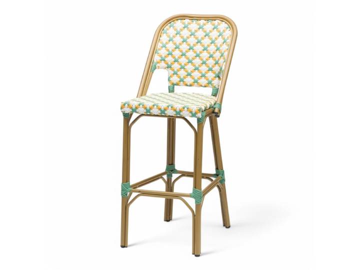 Chaise de bar ST GERMAIN - Tressage vert et jaune
