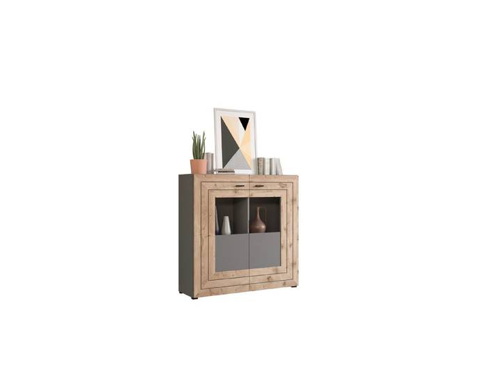 xonox.home Highboard, Grau Melamin Modern 120x117x37 cm