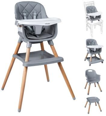 Costway 9-in-1 Convertible High Chair for Babies and Toddlers with Seat Cushion-Gray