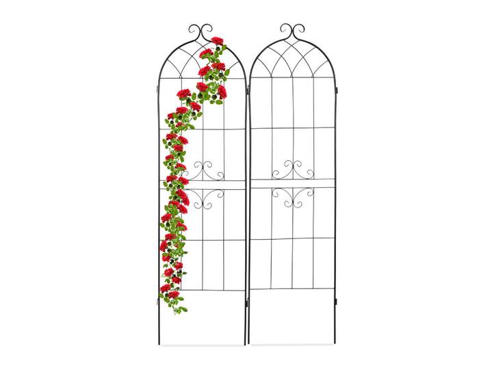 Relaxdays Rankgitter Schwarz 2er-Set Metall 180x50 cm, 51.5x180x1.5 cm, Dekoration, Gartendeko, Rankgitter
