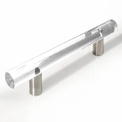 Möbelgriff Edelstahl Glas 200mm, Bohrabstand 128 mm, kristall klar