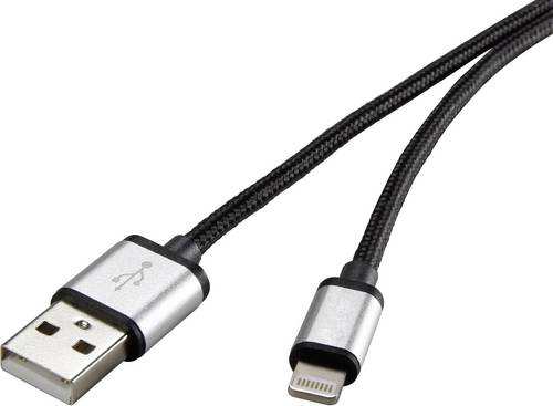Renkforce USB-Kabel USB 2.0 USB-A Stecker, Apple Lightning Stecker 0.50m Dunkelgrau Stoff-Ummantelung RF3969327