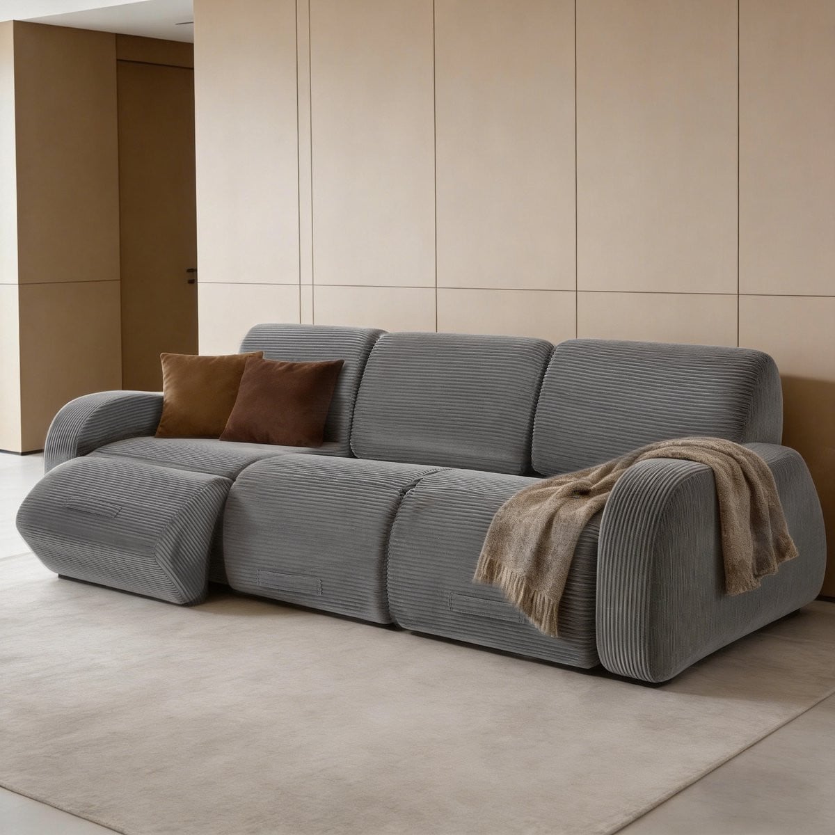 STILVORA Modulaire Hoekbank 3-delig met Slaapfunctie - Grijs Corduroy