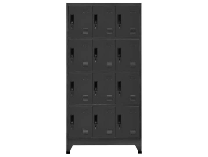 MNCVXAXG Schrank mit Schloss, Anthrazit, 90 x 45 x 180 cm, Stahl, 12 Türen 12 Türen mit Schlüssel, Lufteinlässe, Kennzeichenhalter Traglast 15 kg pro Fach, Wandbefestigung inkl