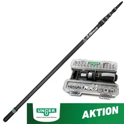 Unger NCP55 Ninja Carbon Teleskopstange 4-teilig 550 cm inkl. GRATIS Unger Bit-Set, Aktion solange der Vorrat reicht