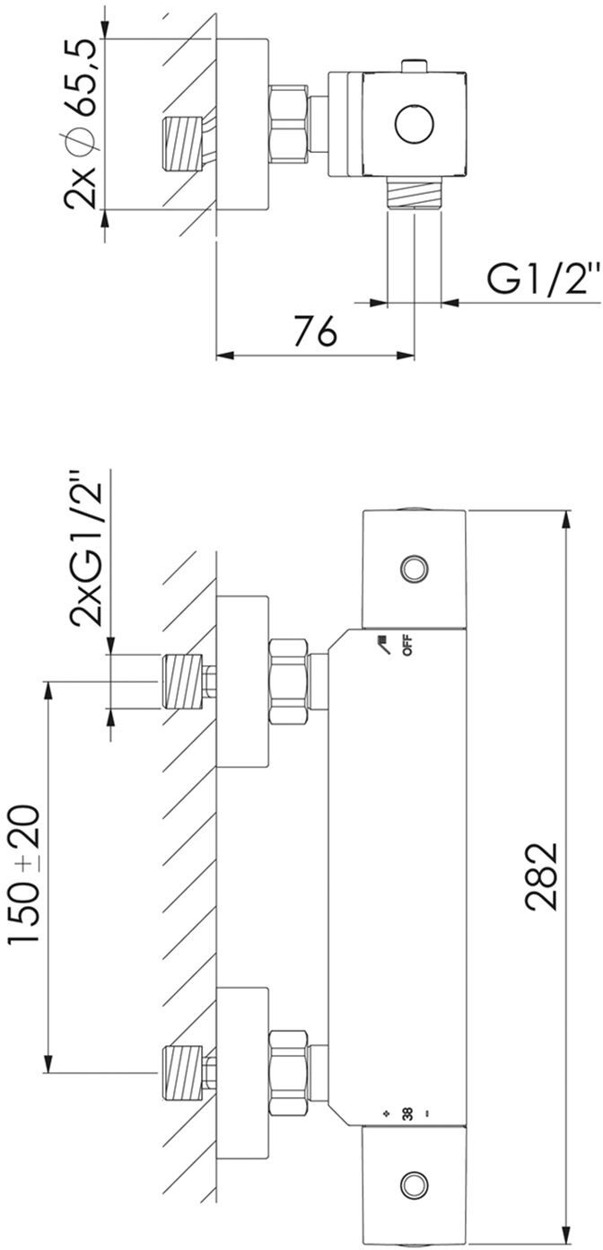 Steinberg Serie 342 Brause-Aufputzthermostat