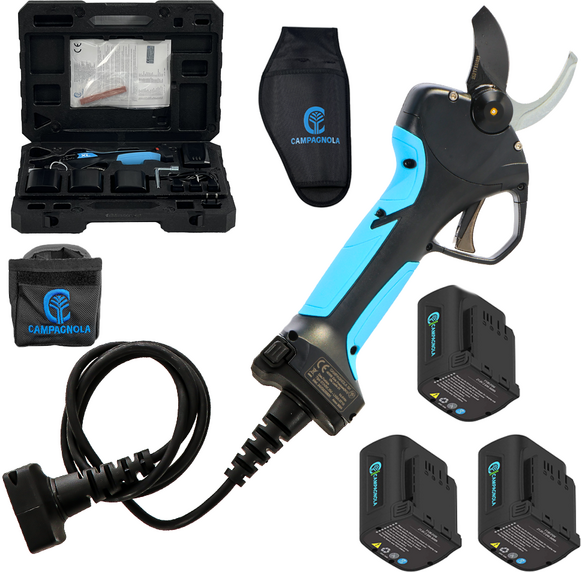 Campagnola Stark XM - Sécateur électrique de taille avec kit câble et étui pour batterie - 3x 14,4V 2,5 Ah - Diamètre de coupe 35 mm