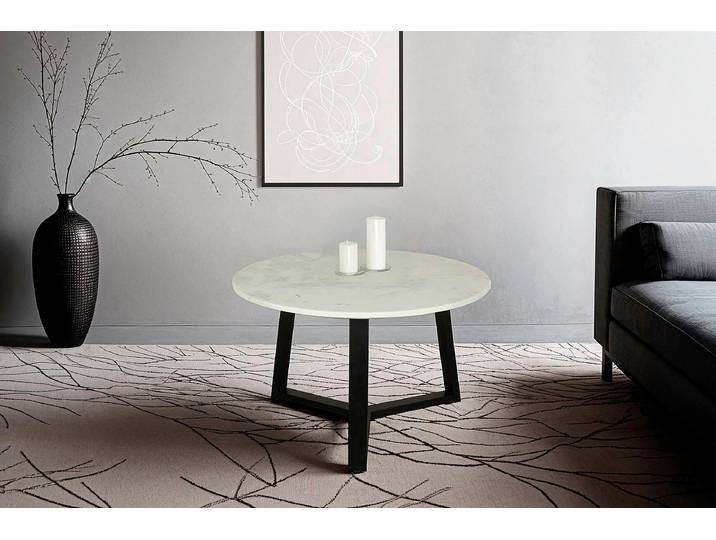 home24 Salontafel Jarabera Ø 75cm wit/wit marmer