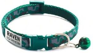 Uplift Essentials Personalized Camouflage Cat Collar With Custom ID Tag & Safety Bell dark Green