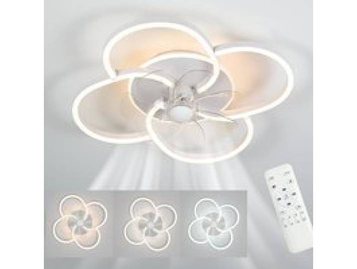 Ventilateur plafond avec lumiere 53CM Plafonnier ventilateur Plafonnier Dimmable 3000K-6000K 6 vitesses Minuterie 2h 49W (36W+13W)