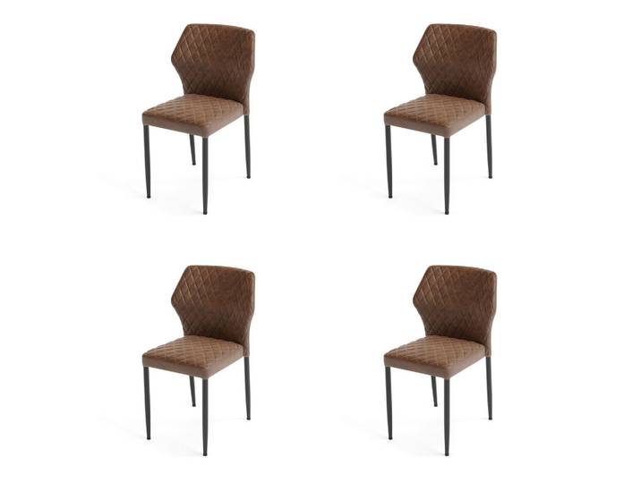 Mid.you Stuhl-Set, Cognac, Metall, Leder, 49x80x56 cm, Europäischer Sicherheitsstandard, stapelbar, Esszimmer, Stühle, Esszimmerstühle, Esszimmerstühle-Set