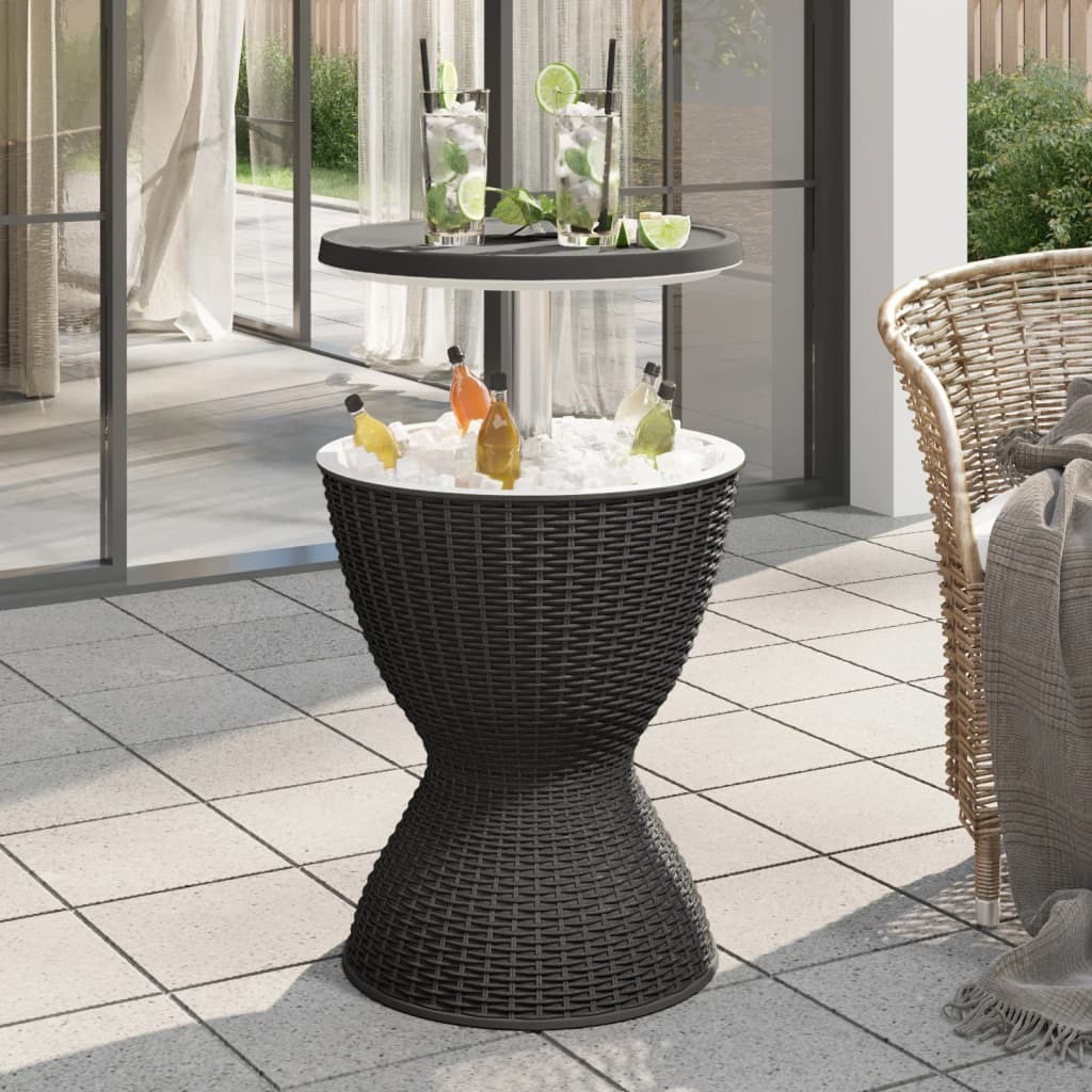The Living Store 3-in-1 bijzettafel met ijskast, zwart, polypropyleen
