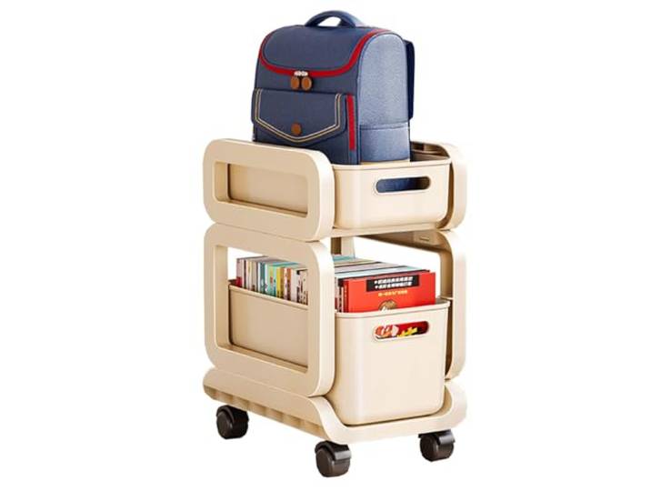ROHCGHC Rollwagen, Wagen mit Rädern schmale Räume Küche Bad Waschküche(Beige,2 Tier A)