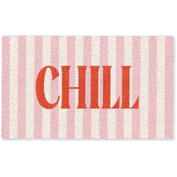 FUSSMATTE Zartrosa – Rot – Streifen – Chill 150x90 cm