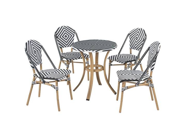 GARTENMÖBEL-SET 4-Sitzer Schwarz/Weiß Polyrattan Rifreddo