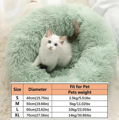 Inspire Curations CloudNest Plush Donut Pet Bed For Cats & Small Dogs green xl(70x70cm)
