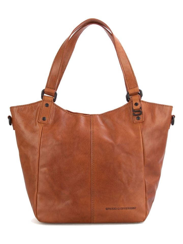 SPIKES & SPARROW Leder-Schultertasche in Camel - (B)30 x (H)26 x (T)10,5 cm - onesize